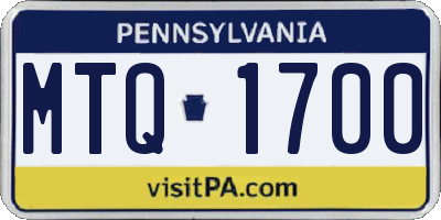 PA license plate MTQ1700