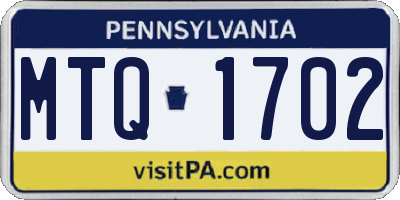 PA license plate MTQ1702