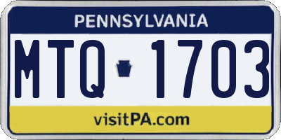 PA license plate MTQ1703