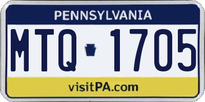 PA license plate MTQ1705