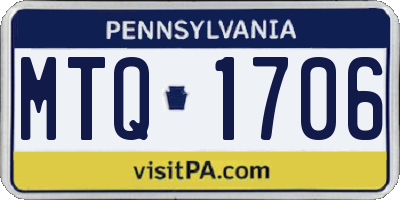 PA license plate MTQ1706