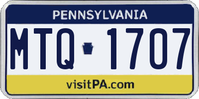 PA license plate MTQ1707