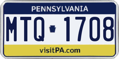 PA license plate MTQ1708