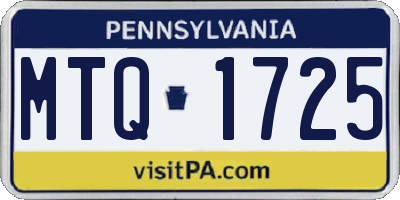 PA license plate MTQ1725
