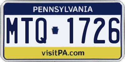 PA license plate MTQ1726