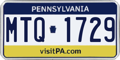 PA license plate MTQ1729