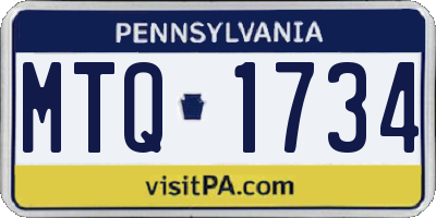 PA license plate MTQ1734