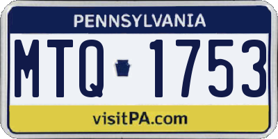 PA license plate MTQ1753