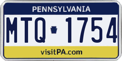 PA license plate MTQ1754