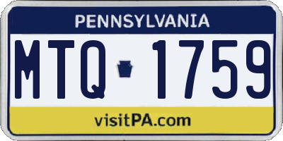 PA license plate MTQ1759