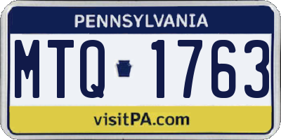 PA license plate MTQ1763