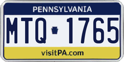 PA license plate MTQ1765