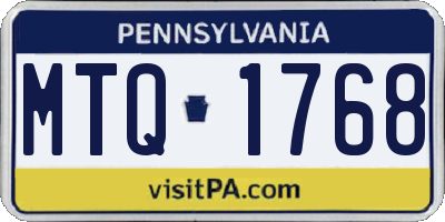 PA license plate MTQ1768