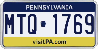 PA license plate MTQ1769