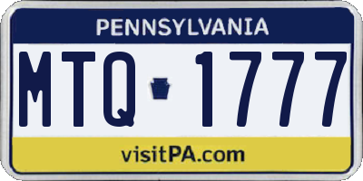 PA license plate MTQ1777