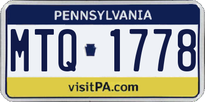 PA license plate MTQ1778