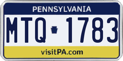 PA license plate MTQ1783
