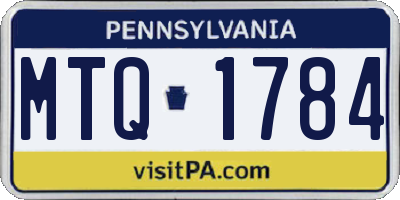 PA license plate MTQ1784