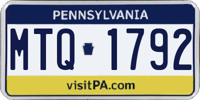 PA license plate MTQ1792
