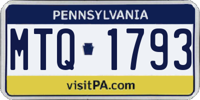 PA license plate MTQ1793