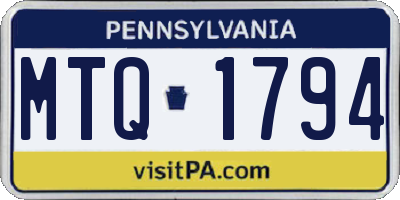 PA license plate MTQ1794