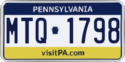 PA license plate MTQ1798