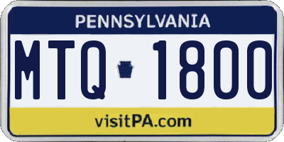 PA license plate MTQ1800