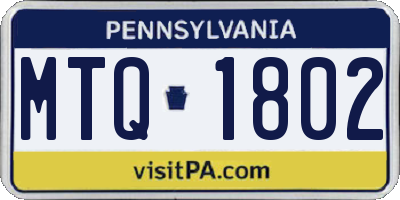 PA license plate MTQ1802