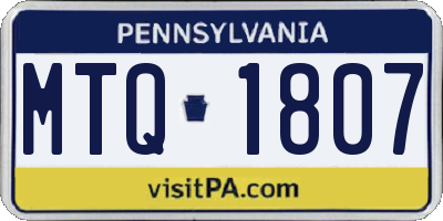PA license plate MTQ1807