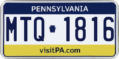 PA license plate MTQ1816
