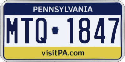 PA license plate MTQ1847
