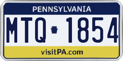 PA license plate MTQ1854