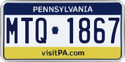 PA license plate MTQ1867