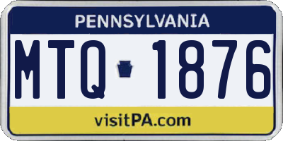PA license plate MTQ1876