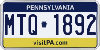 PA license plate MTQ1892