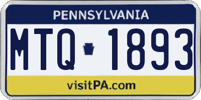 PA license plate MTQ1893
