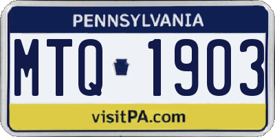 PA license plate MTQ1903