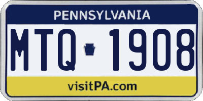 PA license plate MTQ1908