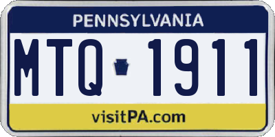 PA license plate MTQ1911