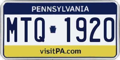 PA license plate MTQ1920