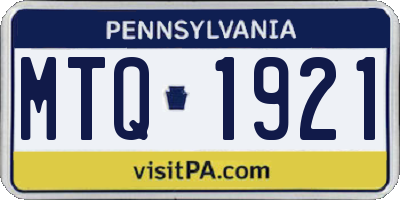 PA license plate MTQ1921