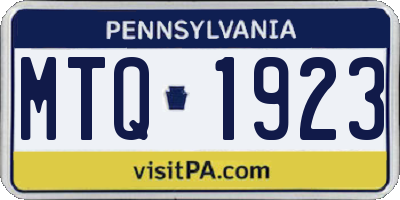 PA license plate MTQ1923