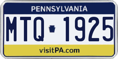 PA license plate MTQ1925