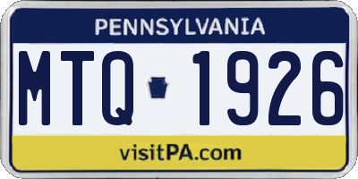 PA license plate MTQ1926