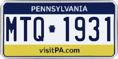 PA license plate MTQ1931