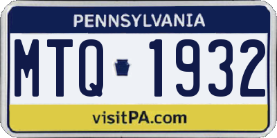 PA license plate MTQ1932