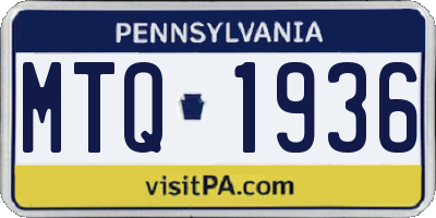 PA license plate MTQ1936