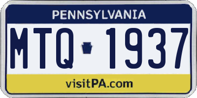 PA license plate MTQ1937