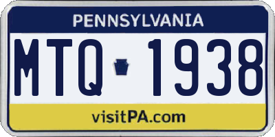 PA license plate MTQ1938