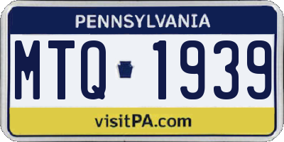 PA license plate MTQ1939